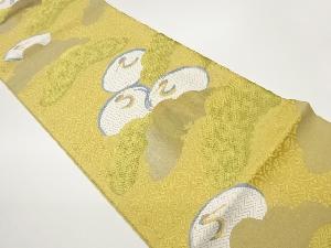 本金引箔抽象鶴に松・葡萄唐草模様織出し袋帯